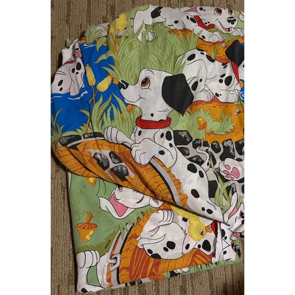 Vintage Disney 101 Dalmatians Twin Fitted 2pc Sheet Set USA Cotton Blend Bedding